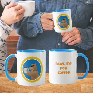 Tar paus för kaffe Söt björn Morgonkaffe skämt Mugg