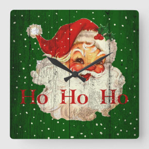 Tar tid på den Retro Ho Ho Ho jultomten för Fyrkantig Klocka