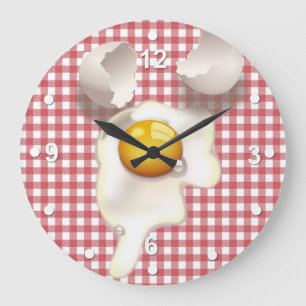 Tar tid på den röd Gingham knäckte äggkökväg Stor Klocka