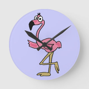Tar tid på den roliga Flamingoväggen för BU Rund Klocka