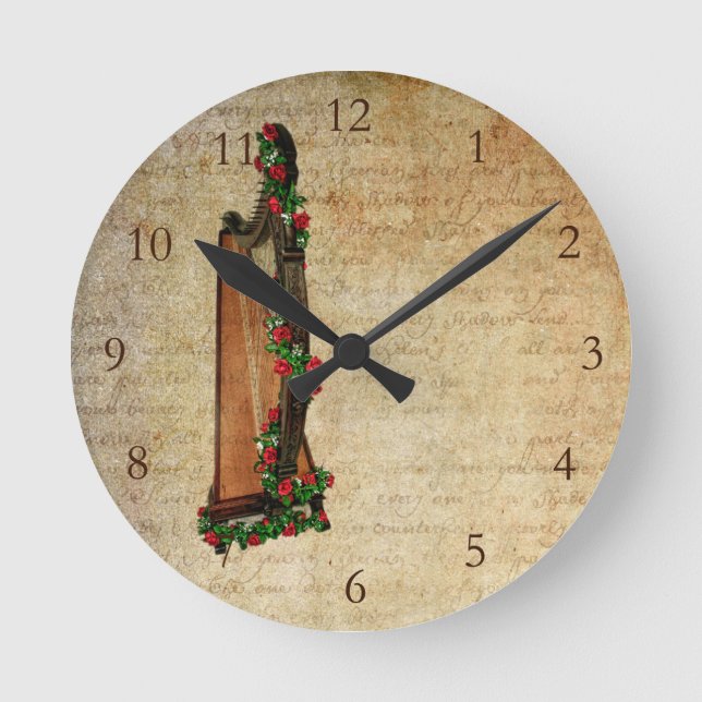 Tar tid på den rosa harpan för irländare rund klocka (Framsida)