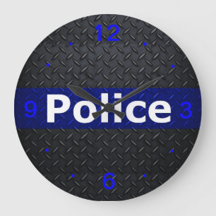 Tar tid på den tunna blålinjenväggen för polis stor klocka