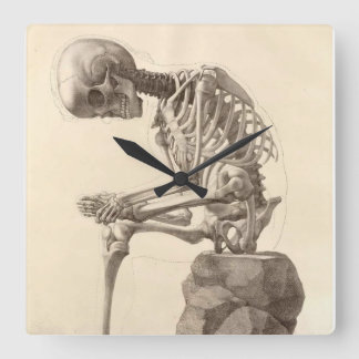 Tar tid på det Anatomical skelett för vintage Fyrkantig Klocka