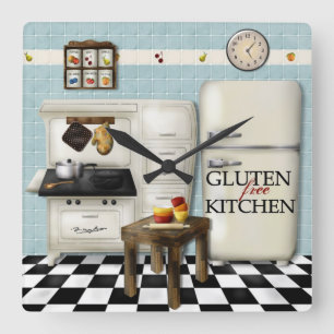 Tar tid på fritt kök för Gluten - krickan Fyrkantig Klocka