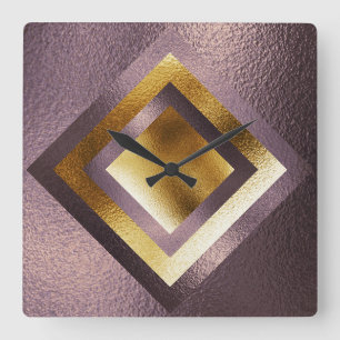 Tar tid på guld- metalliska skins geometriska fö fyrkantig klocka
