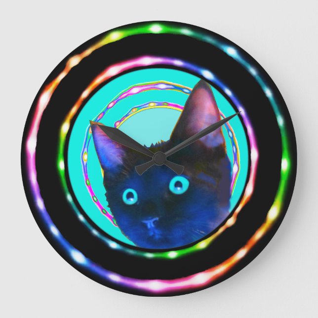 TAR TID PÅ HÄNFÖRD GALEN KATTUNGE FÖR NEON! STOR KLOCKA (Framsida)