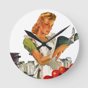 Tar tid på hem- på burk för Retro kök i förkl Rund Klocka