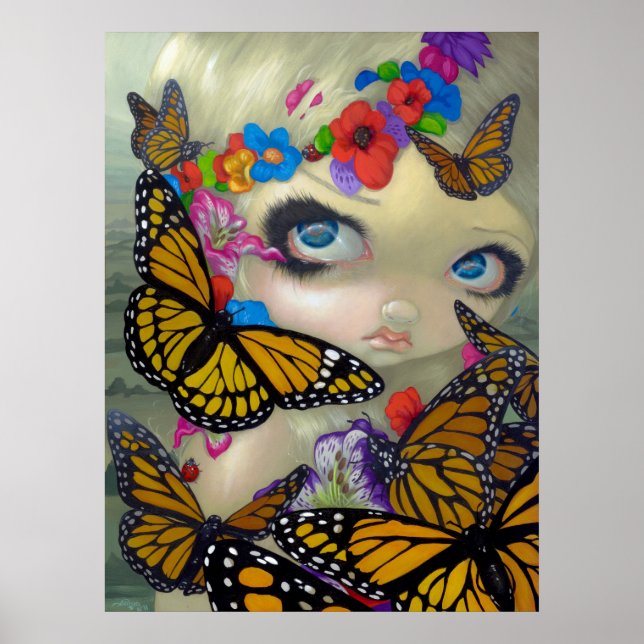 Tara Fairy ART PRINT butterfly fairy big ögon art Poster (Framsidan)