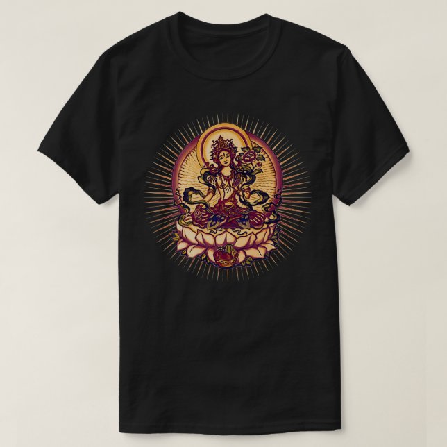 Tara, Tibet Buddhismus Lotus Meditation Yoga Om Sp T Shirt (Design framsida)