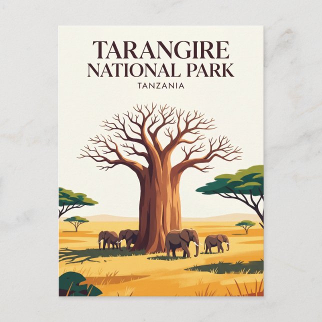 Tarangire nationalpark Tanzania Vykort (Framsida)