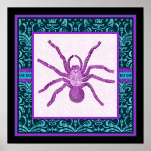Tarantel - elegant kricka & Fuschia damastast Poster