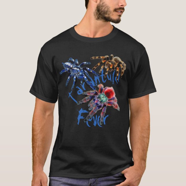 Tarantula blue/red/orange/svart tarantula spider t shirt (Framsida)