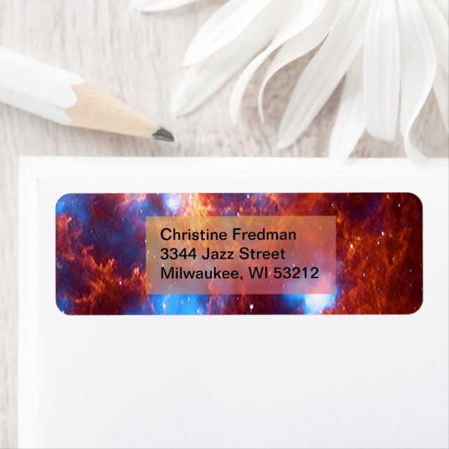 Tarantula Nebula Space Galaxy Blue Brown Adress Returadress Etikett (Insitu)