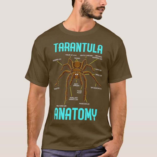 Tarantula Spider Anatomy - Funny Spider Diagram T Shirt (Framsida)