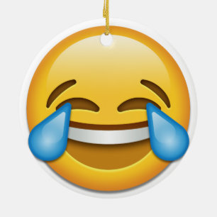 Tårar av prydnaden för sida för glädjeemoji de julgransprydnad keramik