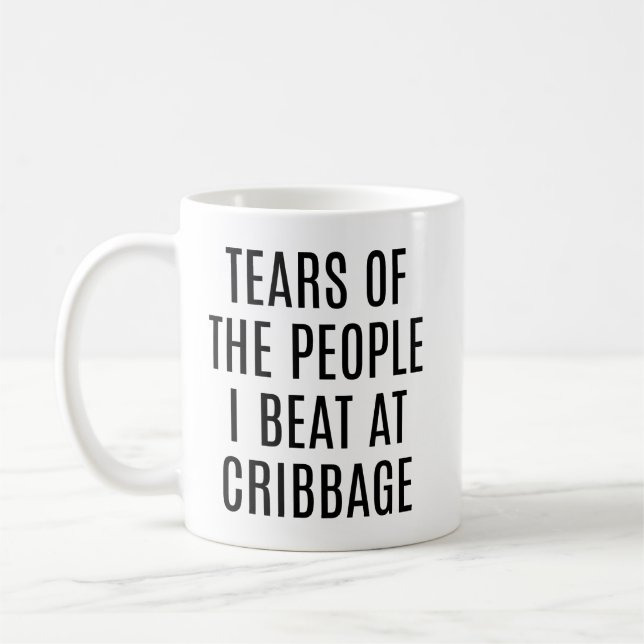 Tårar från folk jag slog på Cribbage Roligt Kaffemugg (Vänster)