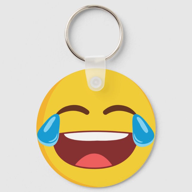Tårar i Joy Ansikte Emoji Button Keychain Nyckelring (Framsida)