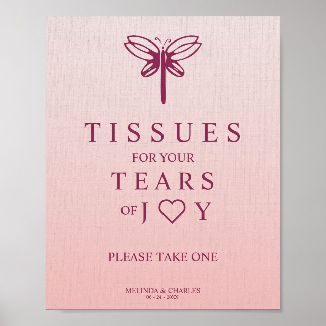 Tårar Joy for Bröllop med Burgundy Dragonflay Poster (Framsidan)