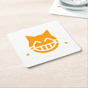 Tårar till Joy Emoji Cat Underlägg Papper Kvadrat