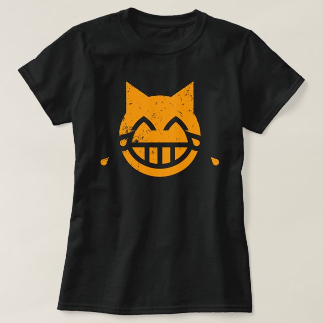Tårar till Joy Grunge Cat Emoji T Shirt (Design framsida)
