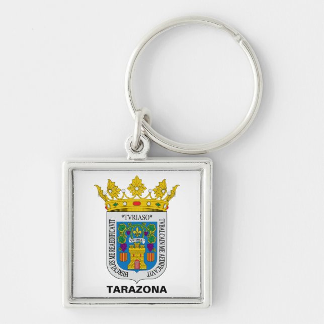 Tarazona (Aragonien, Spanien), jackat av arm Fyrkantig Silverfärgad Nyckelring (Framsidan)