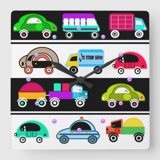 Tårbilar Fyrkantig Klocka (Framsida)