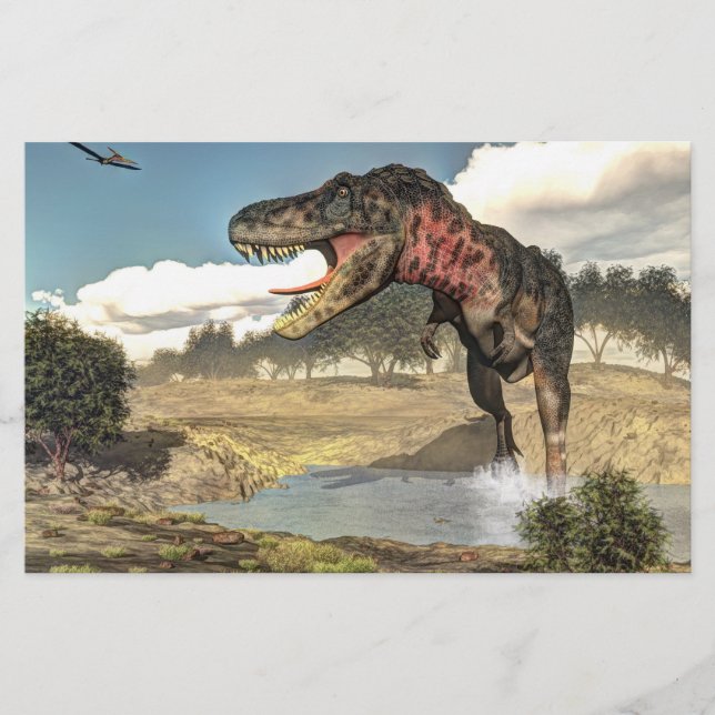 Tarbosaurus dinosaur - 3D framför Brevpapper (Framsida)