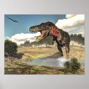 Tarbosaurus dinosaur - 3D-rendering Poster