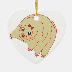 Tardigrade gullig Anime för vattenbjörn Julgransprydnad Keramik