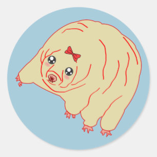 Tardigrade gullig Anime för vattenbjörn Runt Klistermärke