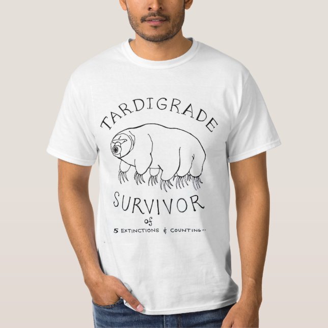 Tardigrade: Överlevande av 5 utplåningar och räkna Tee Shirt (Framsida)