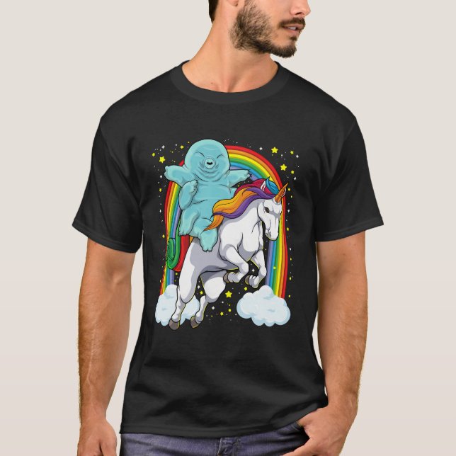 Tardigrade Riding Unicorn Funny Magic Tardigrade T Shirt (Framsida)