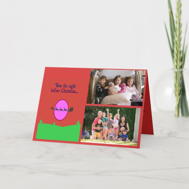 Tare kvällen före jul 2 foton helgkort (Framsida)