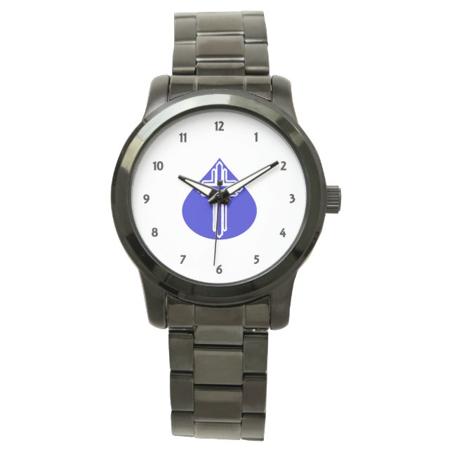 Tåreformskors på blå bakgrund armbandsur (Framsida)