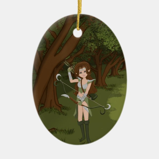 Taren Archer Warrior Elf Girl Ceramic Ornament (Framsidan)
