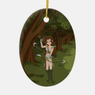 Taren Archer Warrior Elf Girl Julgransprydnad Keramik