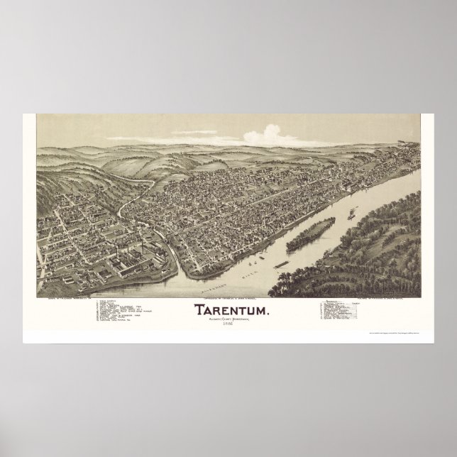 Tarentum, PA Panoramic Karta - 1901 Poster (Framsidan)