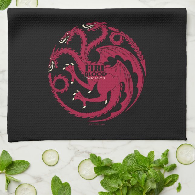 Targaryen Sigil - Fire & Blood Kökshandduk (Vikta)