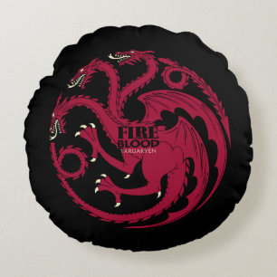 Targaryen Sigil - Fire & Blood Rund Kudde