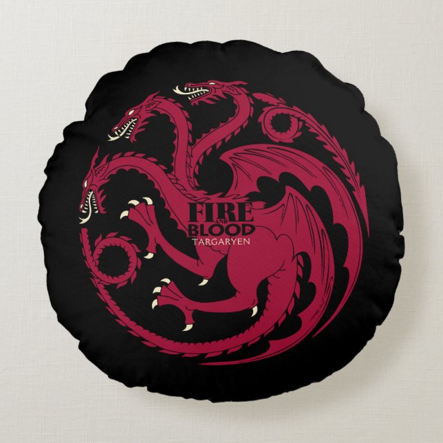 Targaryen Sigil - Fire & Blood Rund Kudde (Framsidan)