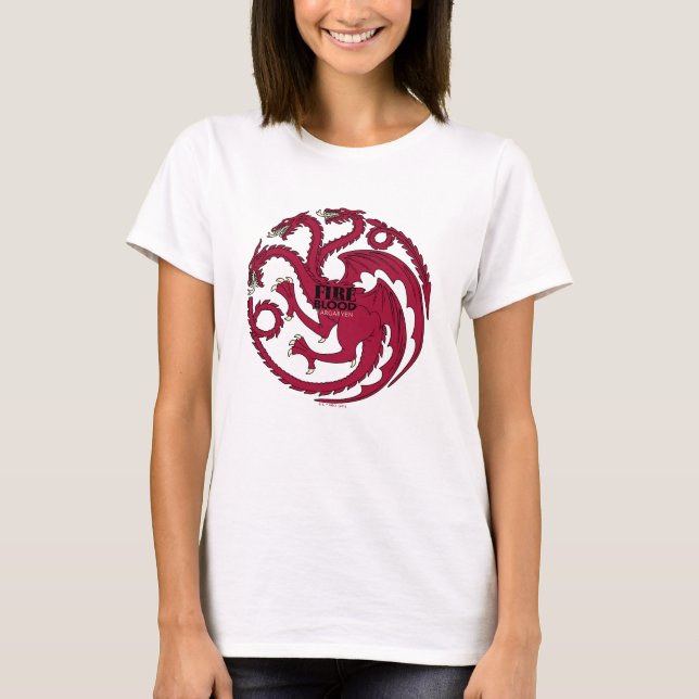 Targaryen Sigil - Fire & Blood T Shirt (Framsida)