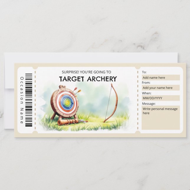 Target Archery Gift Ticket  Inbjudningar (Framsida)