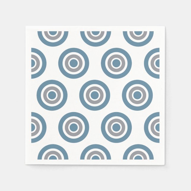 Target Mönster Blue Grått White Cocktail Napkins Pappersservett (Framsidan)