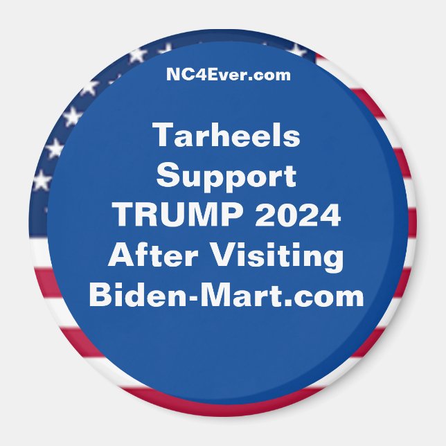Tarheels Support TRUMP 2024 efter Fridge Magnet (Framsidan)