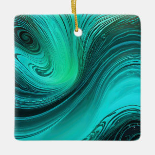 ’Tarifa’ Blue Swirls Vågar Julgransprydnad Keramik