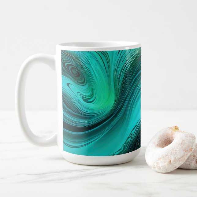 ’Tarifa’ Blue Swirls Vågar Kaffemugg (Med munk)