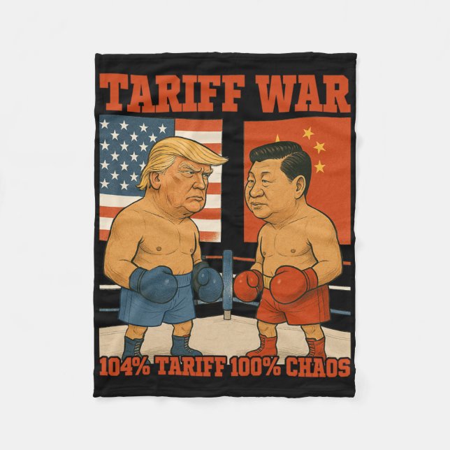 Tariff Krig Funny Trump Vs Xi Jinping Boxing Match Fleecefilt (Framsidan)