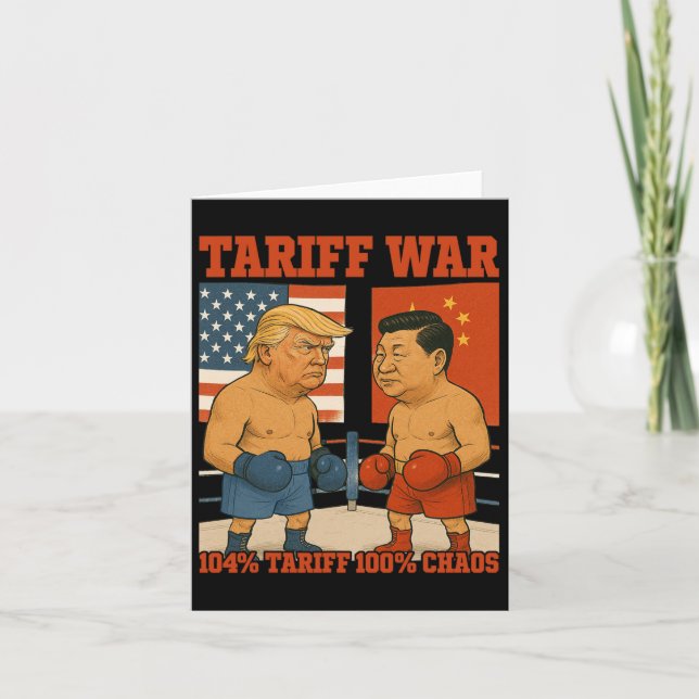Tariff Krig Funny Trump Vs Xi Jinping Boxing Match Kort (Framsida)