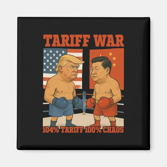 Tariff Krig Funny Trump Vs Xi Jinping Boxing Match Magnet (Framsidan)