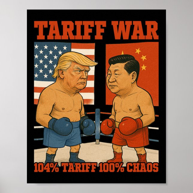 Tariff Krig Funny Trump Vs Xi Jinping Boxing Match Poster (Framsidan)